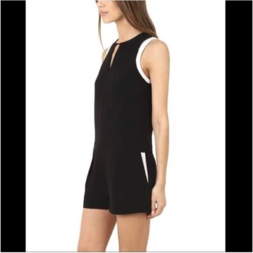rag and bone Romper Black and White Sleeveless Lana Lambskin Trim